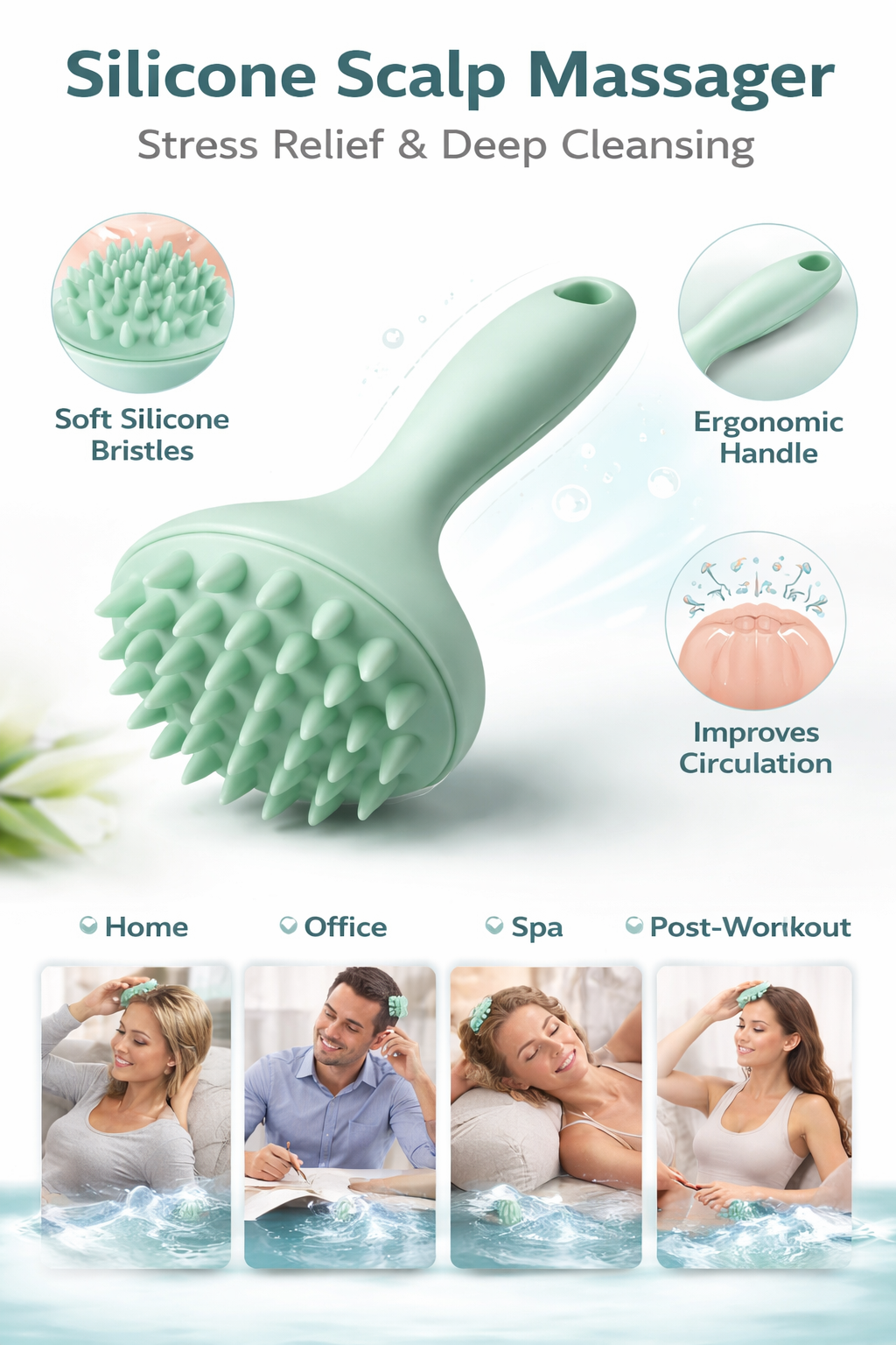 Silicone Head Massager – Unisex Head Massage Tool for Home or Office Use