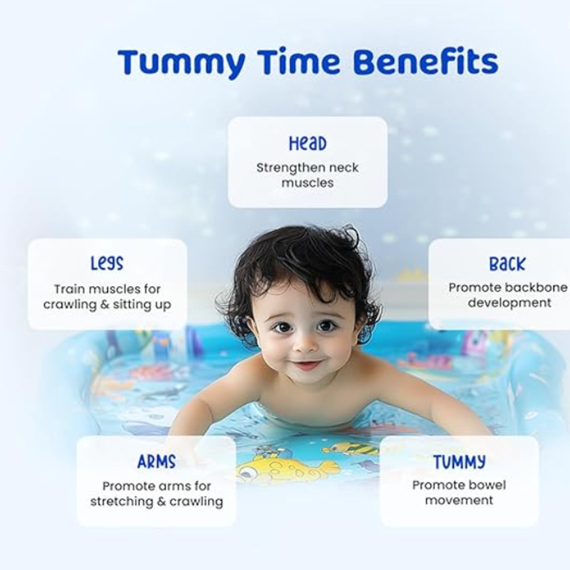 Tummy time benefits of inflatable baby water play mat