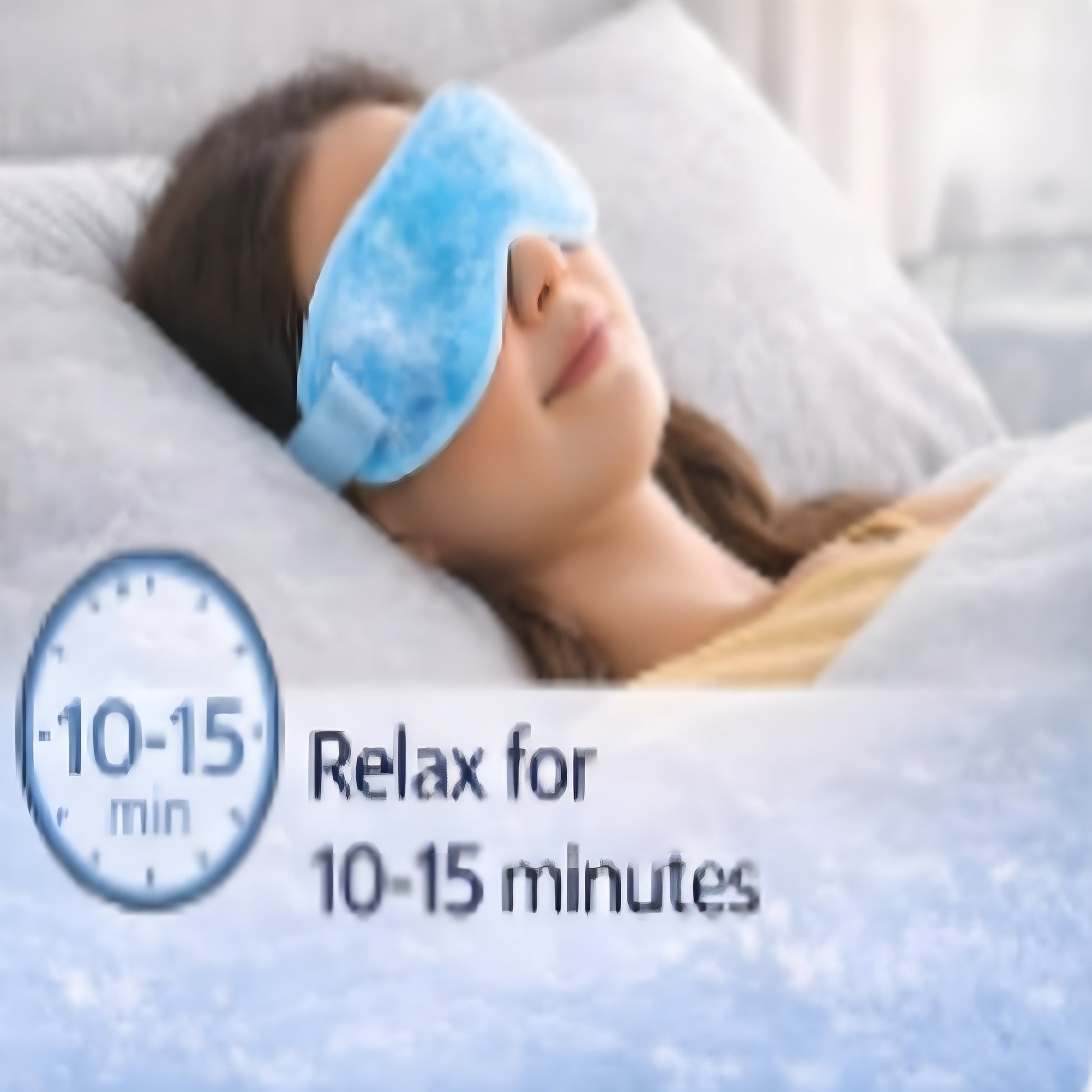 Cold Eye Mask with Stick-on Straps With Bag used for 10 to 15 minute cooling treatment