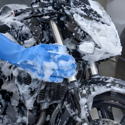 Heavy duty reusable hand gloves used for motorcycle and car washing with strong grip and scrubbing power