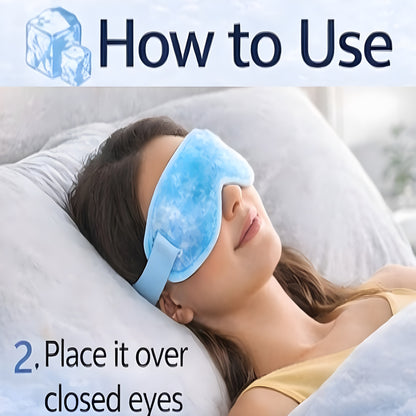 
How to use cold eye mask with stick-on straps for 10 to 15 minutes of cooling therapy