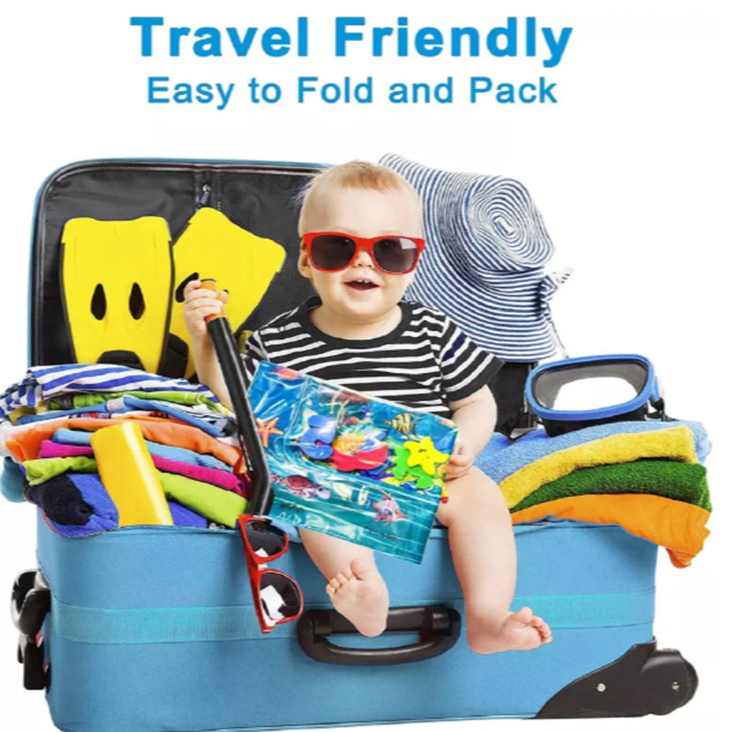 Portable inflatable baby water play mat easy to fold and carry